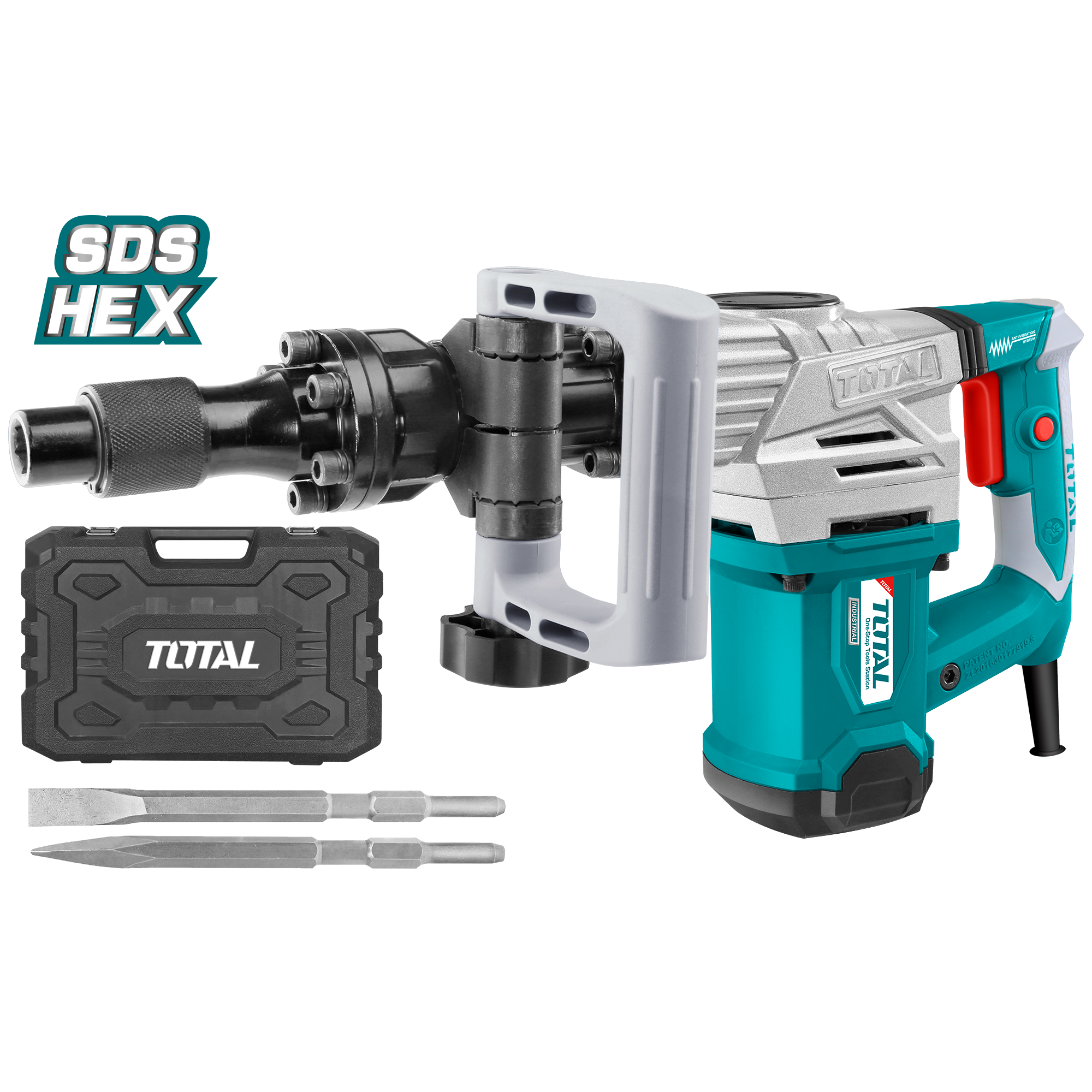Martillo cincelador SDS HEX 1300W + Maleta TOTAL - Total Tools