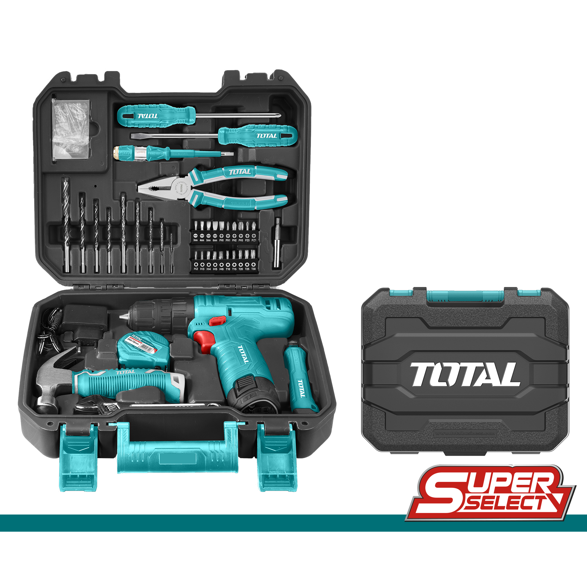 Taladro inalambrico 12V +  herramientas 81pzas TOTAL - Total Tools